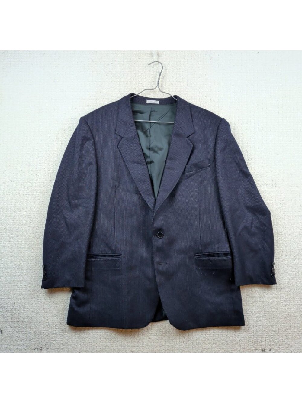 Wm. H. Leishman Blue Striped Wool Blazer Sports Coat Jacket Canada 46R Preppy